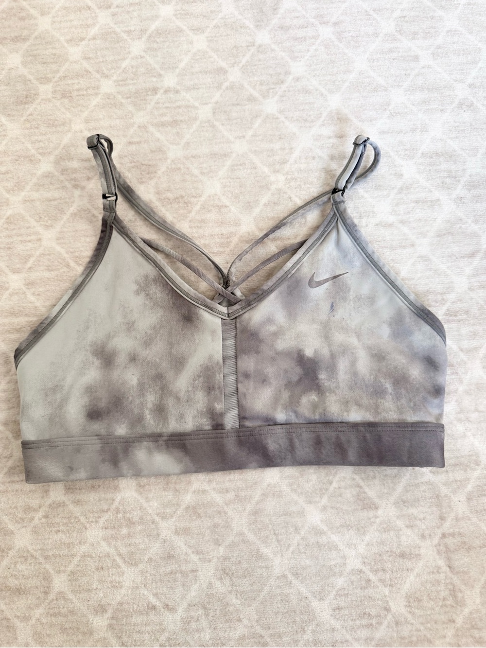 Nike Gray Tie-Dye Strappy Sports Bra